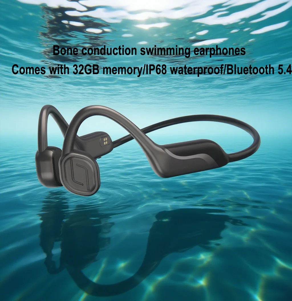 

Swimming Bone Conduction Wireless Bluetooth Headphones 32GB Memory Bluetooth MP3 Dual-Mode IP68 Deep Waterproof Sports Earphones