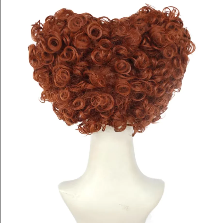 Hocus Pocus 2 코스프레 위니프레드 샌더슨 가발, 하트 모양 오렌지 곱슬 헤어, 할로윈 카니발 가발, 코스 소품 2022