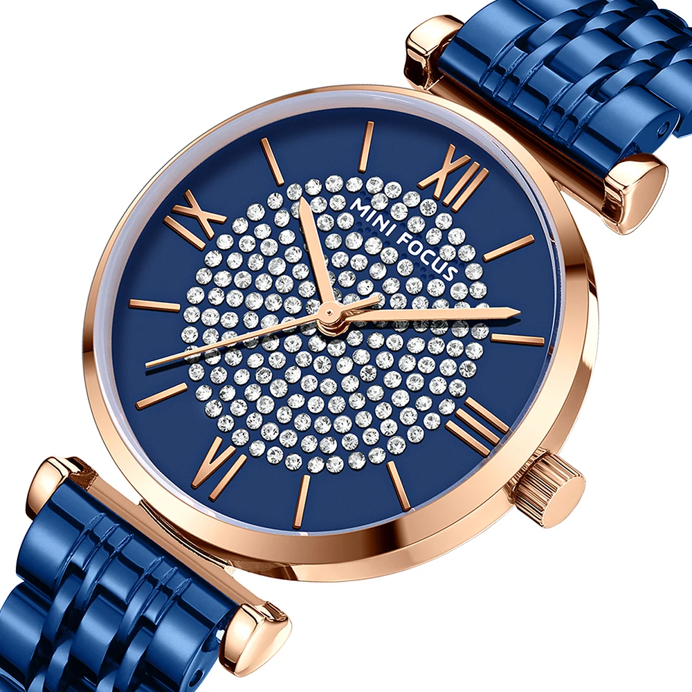 MINIFOCUS Women's Luxury Starry Dial Watch, Japanese Quartz Movement Stainless Steel Bracelet Elegant Fashion Wristwatch