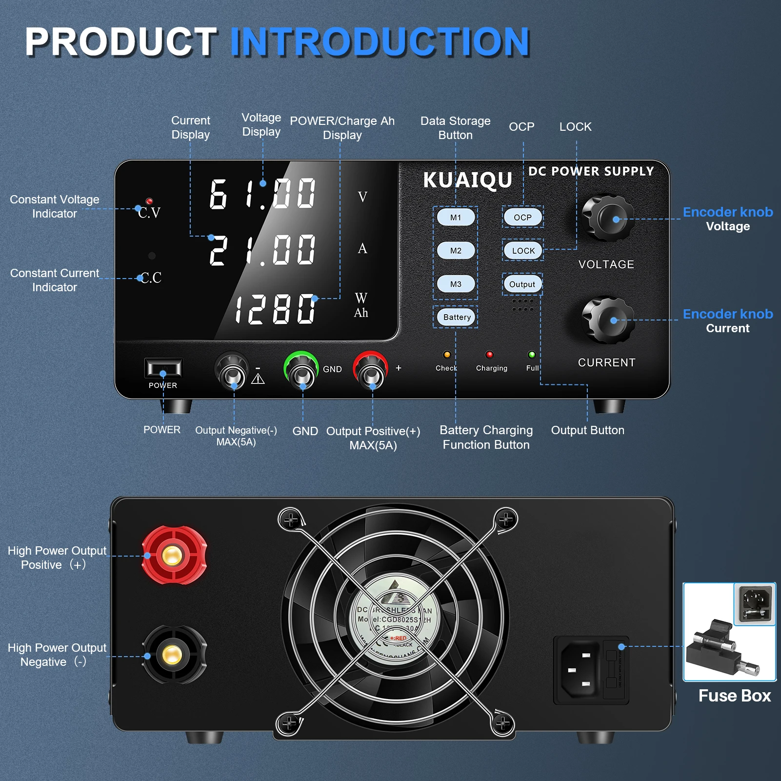 60V 20A 1200W Battery Charging DC Power Supply 3-Set Memory OCP LOCK OUTPUT Voltage Stabilizer Buzzer Alarm Lab Switching Source