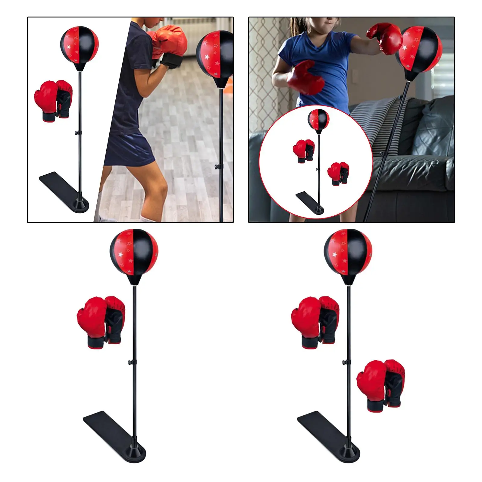 Punching Bag with Stand, Gloves Adjustable Height Freestanding Sport Adults Fitness Boys Gift