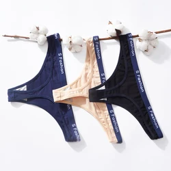 3Pcs Cotton Sports Thongs Panties For Woman Fashion Fitness Low-Rise Soft Breathable Underwear Women's Intimates BANNIROU