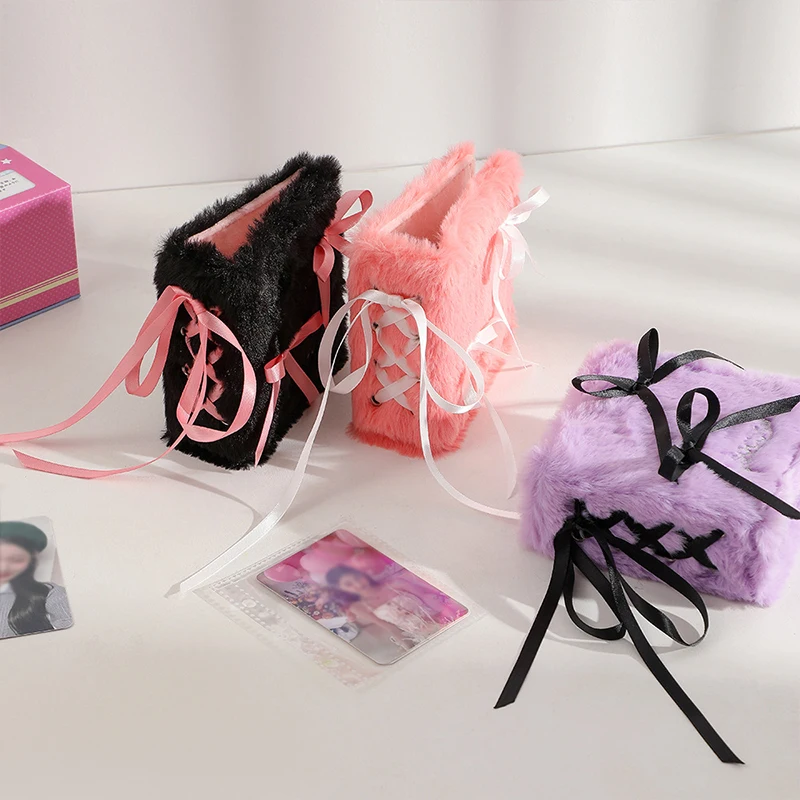 Imagem -02 - Bow Ribbon Plush Photocard Binder Kpop Idol Card Collect Book Titular do Cartão Rosa Preto Roxo Meninas Doces Bonito Álbum de Fotos 3