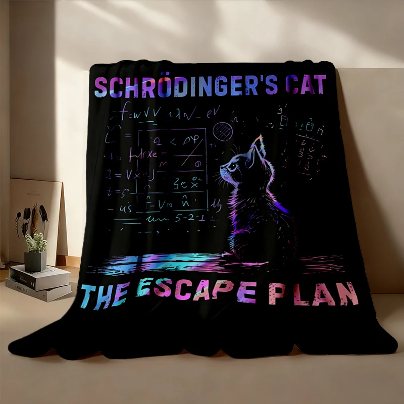 Schrodinger's Cat The Escape Plan Flannel Blanket, Physics Enthusiasts Flannel Throw, Quantum Scientists Cozy Blanket, S