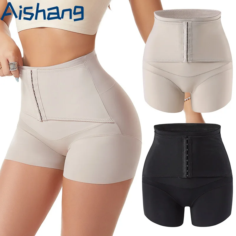 Women High Waist Tummy Control Shapewear Shorts Hook Closure Slim Body Shaper Butt Lifting Panties Anti Thigh Shaping Underwear