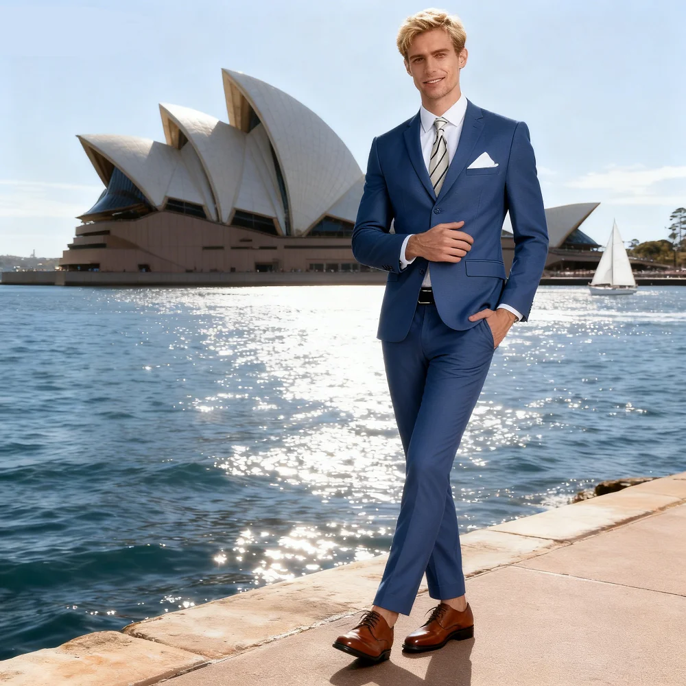 

Smart Casual Khaki Men's Suits Formal Business Wedding Groomsmen Smoking Double Breasted Jacket Pants Set