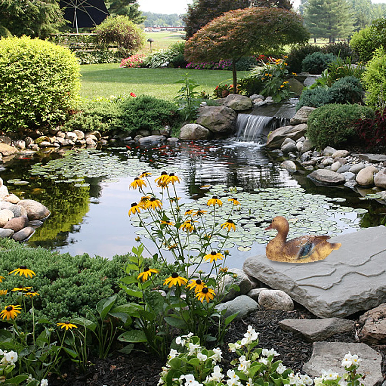 

Resin Sculpture Pond Garden Statue Duck Simulation Duck Figurine Landscape Decoration Simulation Animal Decor Figurine