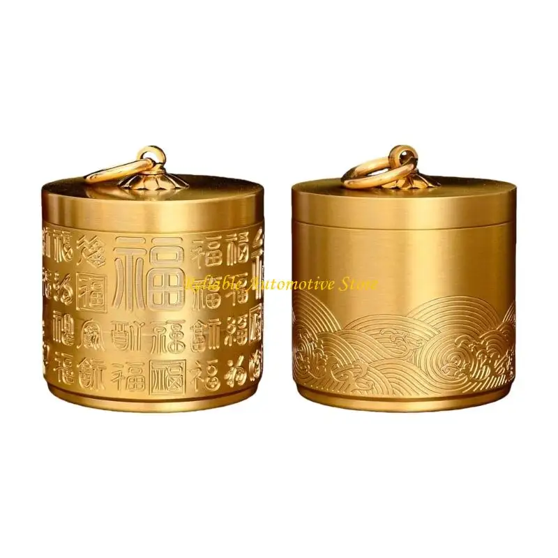 M68B Traditional Chinese Copper Ashtray for Cars Engraved Auspicious Cloud Secure Base