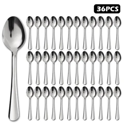 HANSMART 36/60PCS Dinner spoon Stainless Steel Teaspoons Set Comfortable Grip Dish Washer Safe Adult Cutlery Kitchen Essential