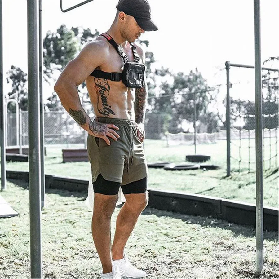

2025New Men Running Shorts Gym Sports Shorts 2 in 1 Quick Dry Workout Training Gym Fitness Jogging Short Pants Summer Men Shorts