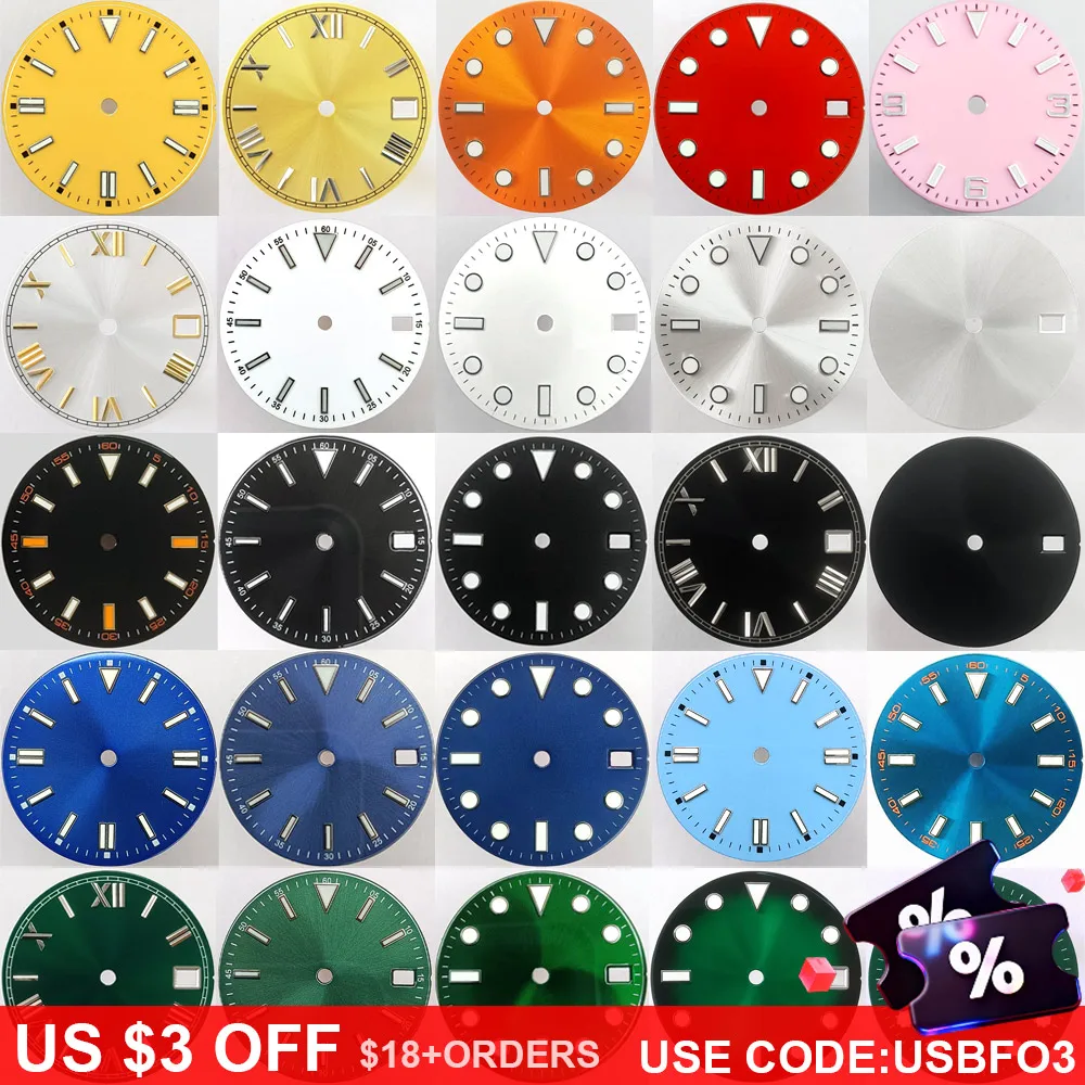 

28.5mm diameter copper dial BGW9/C3 Luminous suitable for NH-35/36 movement assembly watch accessories watch parts