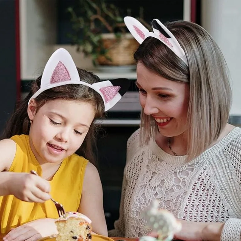 جديد الترتر لطيف آذان القط عقال الأطواق الشعر للنساء الفتيات Kawaii الكرتون غطاء الرأس الإبداعية تأثيري اكسسوارات هدية عيد ميلاد #4