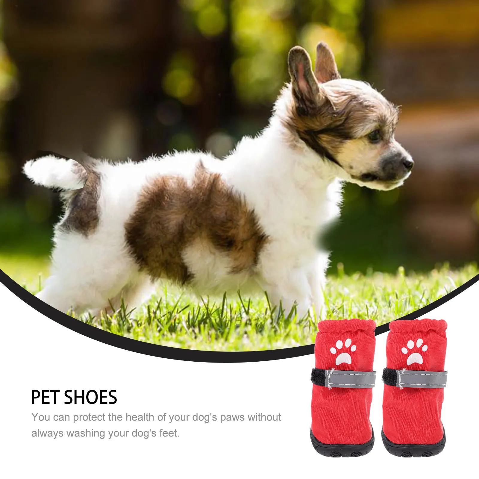 

4Pcs Waterproof Pet Boots Non-Slip Outdoor Dog Shoes Durable Polyester Reflective Rainproof Foot Protection Waterproof Dog Shoes