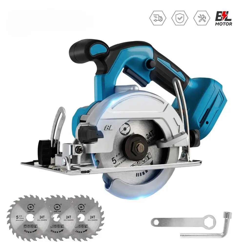 125mm 5 Inch Brushless Electric Circular Saw 0°-45° Angle Adjustment Cordless Woodking Power Tool Adapted To Makita 18V Battery