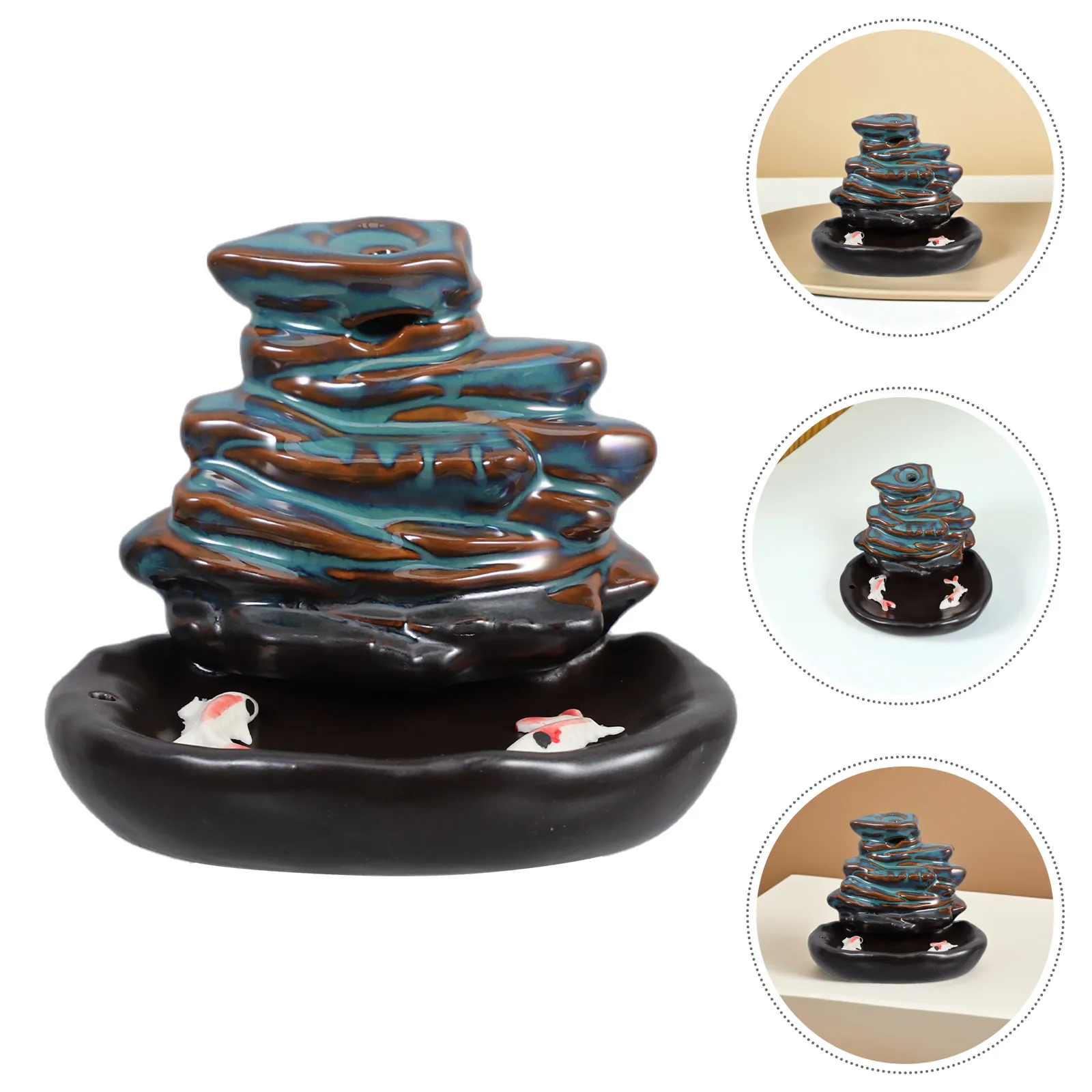 

Elegant Ceramic Waterfall Incense Burner Backflow Censer Desktop Holder Home Office Bedroom Yoga Studio Decoration Incense