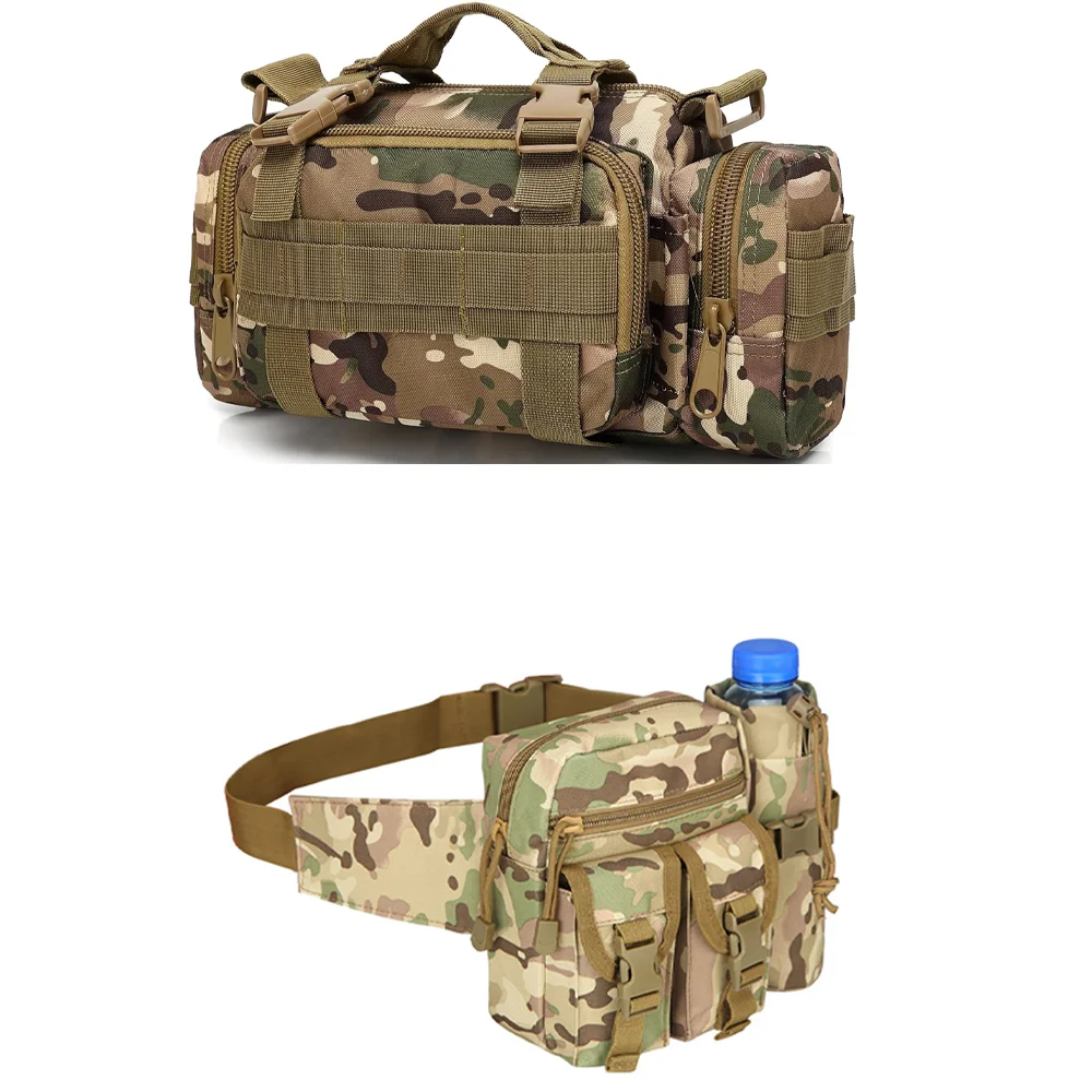 Outdoor Tactical Crossbody Bag Large Capacity Multifunctional Tactical Belt Bag MOLLE Portable Shoulder Bag Camping Hiking Bag