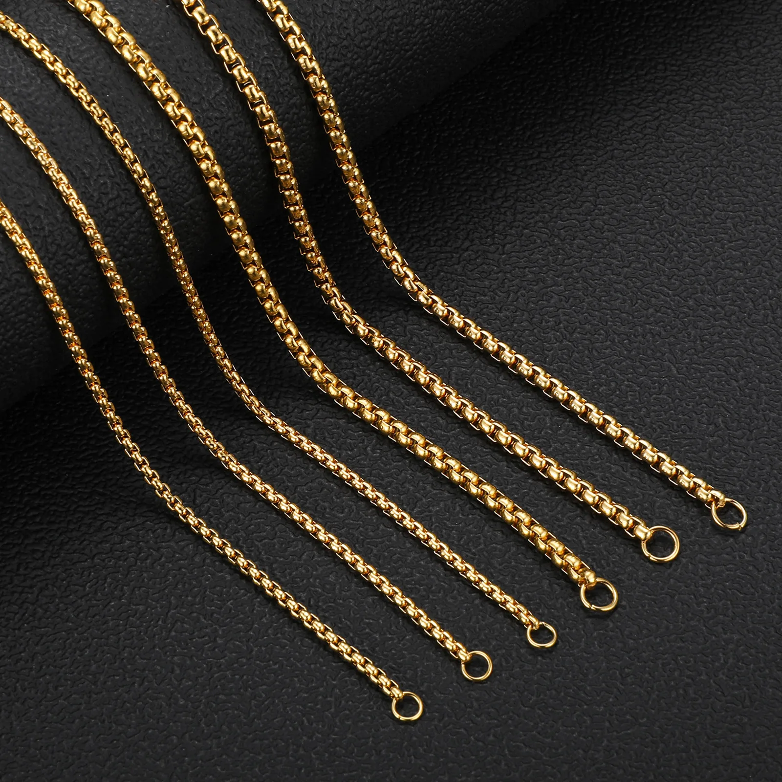 2MM/3MM Edelstahl-Halskette mit quadratischer Gliederkette für Herren und Damen, Retro-Choker in Goldfarbe, Metallschmuck, DIY-Zubehör – Detail 7