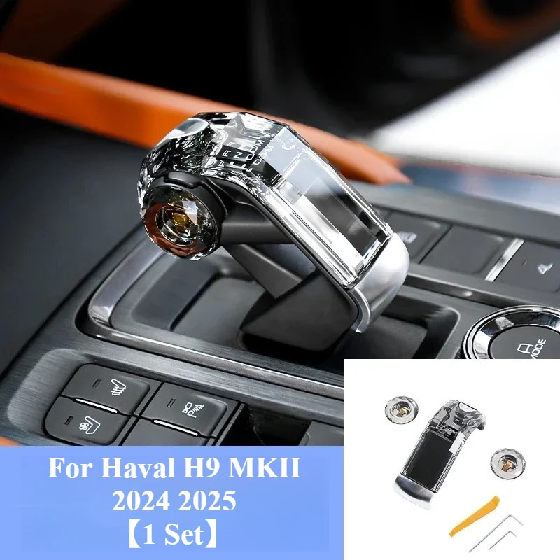 

For Haval H9 MKII 2024 2025 Car Crystal Gear Shift Knob Head Cover Gear Lever Handle Knob Collars Decoration Sticker Accessories