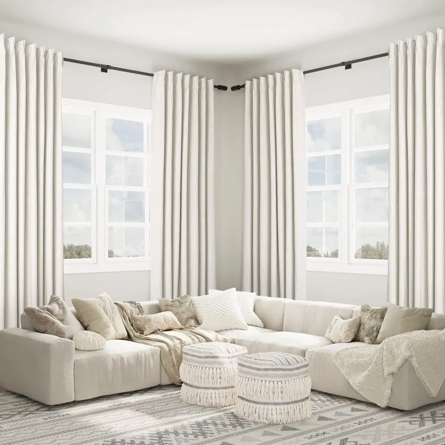 Cortinas de Linho Bege Natural com Pregas Plissadas, 84 Polegadas de Comprimento, 2 Painéis, 100% Opacas, Estilo Boho Neutro Creme
