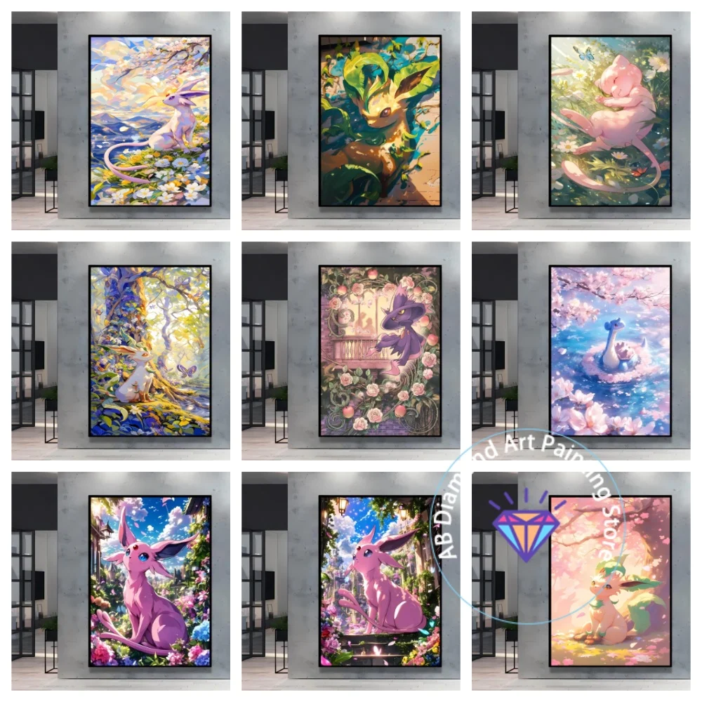 

Classic Anime Pokemon Leafeon Square Round AB Diamond Painting Kit 5D DIY Cross Stitch Handmade Art Gift Crafts Home Decor Gift