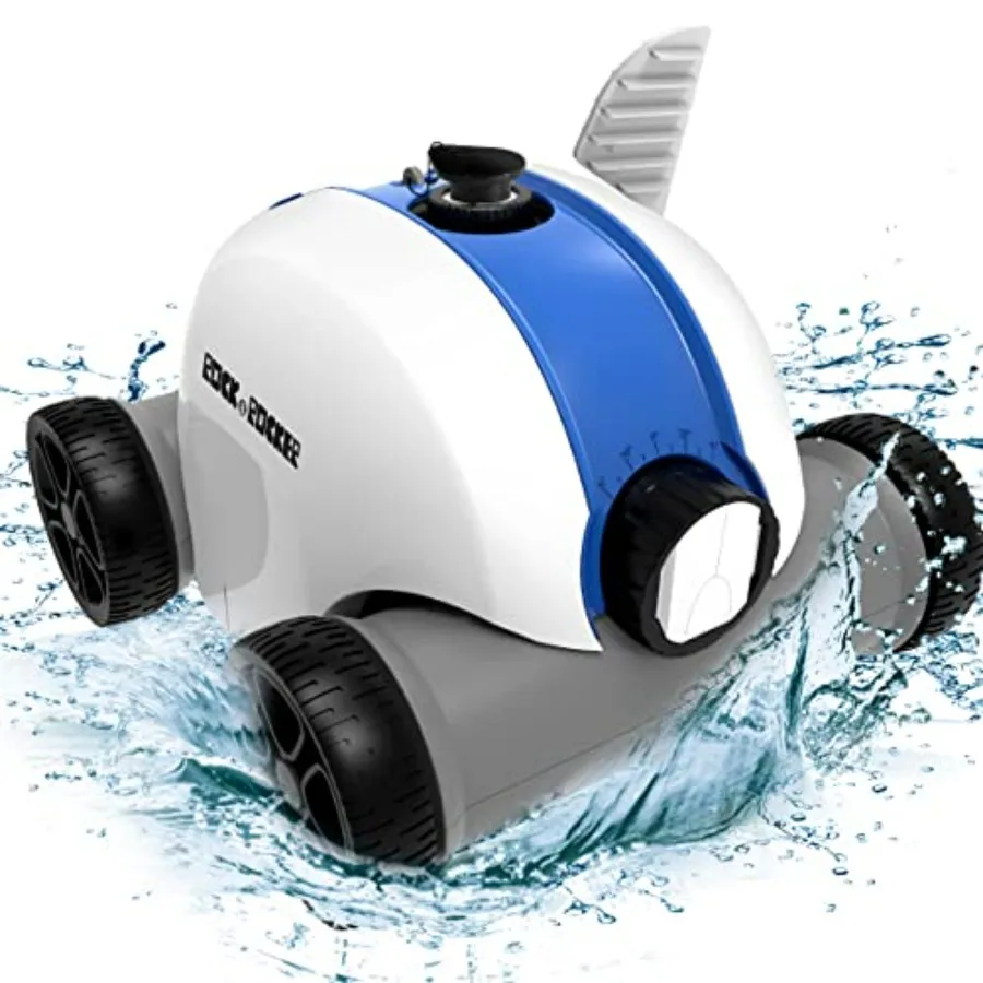 

Cordless robotic pool cleaner for above-ground or inground pools up to 861 sq ft, blue ABS plastic, 90-min runtime, dual-drive