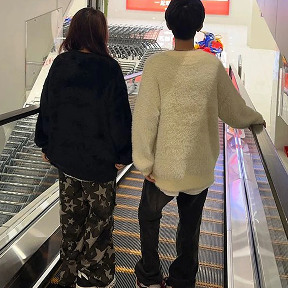 لطيف Kuromi سترة Sanrioed الرجال النساء رشاقته محبوك القمم أنيمي Kawaii الخريف الشتاء طالب فضفاض زوجين الزي ملابس علوية غير رسمية