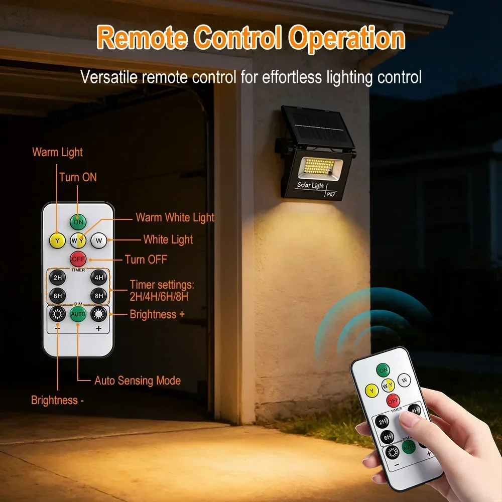BORUiT Foldable portable solar floodlight LED Sensor Solar Wall Lamp IP67 Waterproof White/Warm Light for wall garden garage