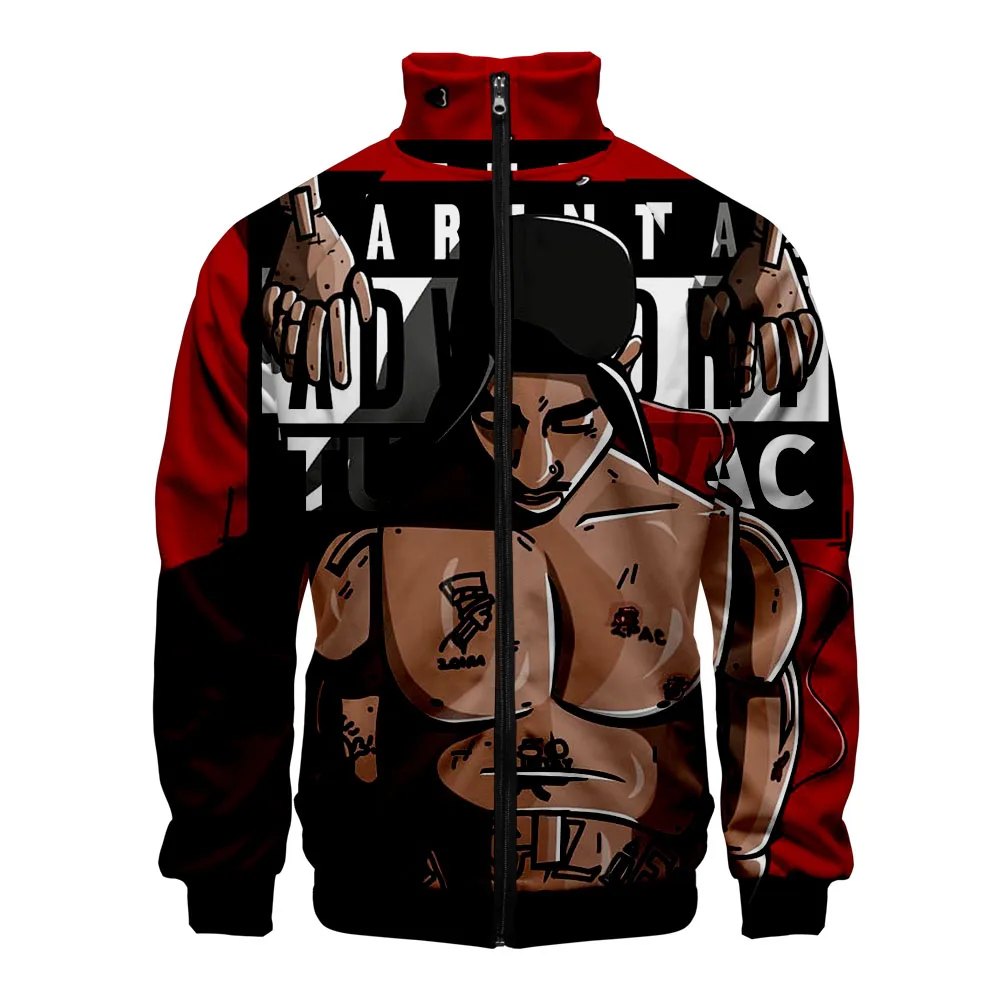 Jaket ritsleting 2PAC baru hoodie kasual dan pakaian musim semi 2PAC Sweatshirt Streetwear Fashion keren Highstreet musim gugur cetak