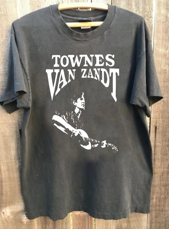 Townes Van Zandt Tour T-Shirt, seltenes T-Shirt aus anthrazitfarbener Baumwolle, Unisex-Grafik-T-Shirts, Harajuku