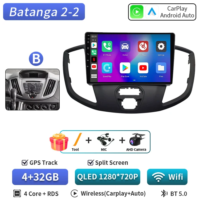 Android 16 voor Ford Tourneo Custom 1 I Transit 2012-2021 Qualcomm Snapdragon Navigatie 5G Multimedia Speler Auto Carplay auto