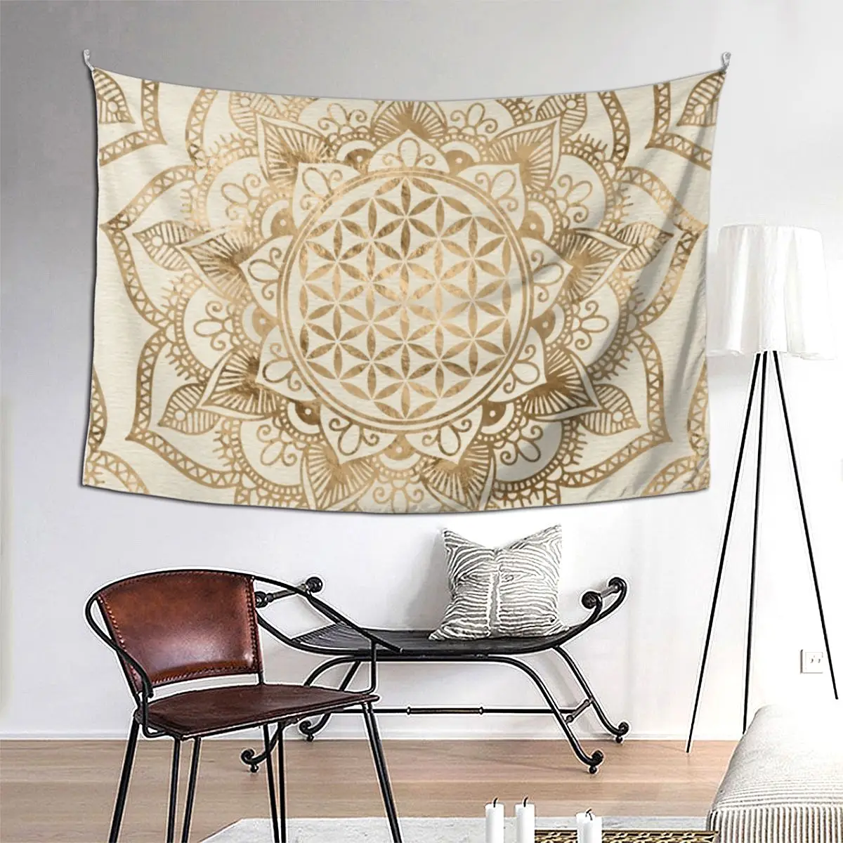 

Гобелен «Цветок жизни в лотосе», забавный настенный гобелен, эстетическое украшение для дома, гобелены для гостиной, спальни, общежития