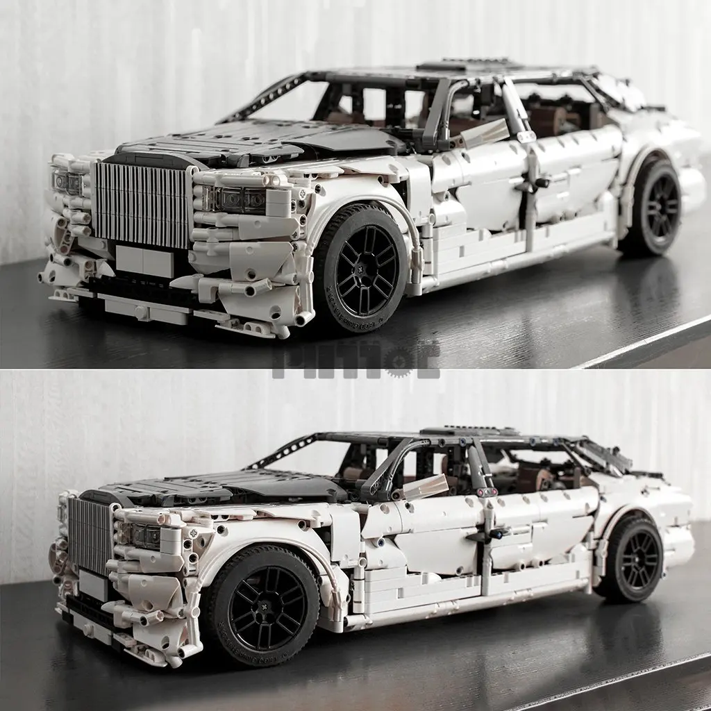 Carro Real Leather Interior Building Block, Desenho eletrônico Splicing, Tecnologia Blocos, luxo, 4033Pcs, Moc-74084, fantasma VIII, EWB