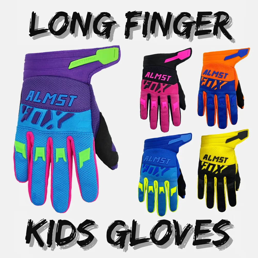 Almst Fox Children Bike Gloves Summer Breathable Boye Gril Motorcycle Balance Bicycle Gloves for Kid Mountain Cycling Guantes