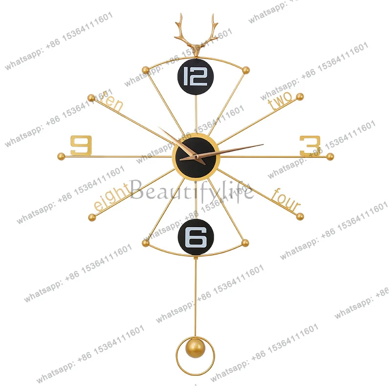 Light Luxury Design Wall Clock Minimalist Led Korean Unique Wall Clock Vintage Unusual Art Retro Fashion Metal Horloge Decor