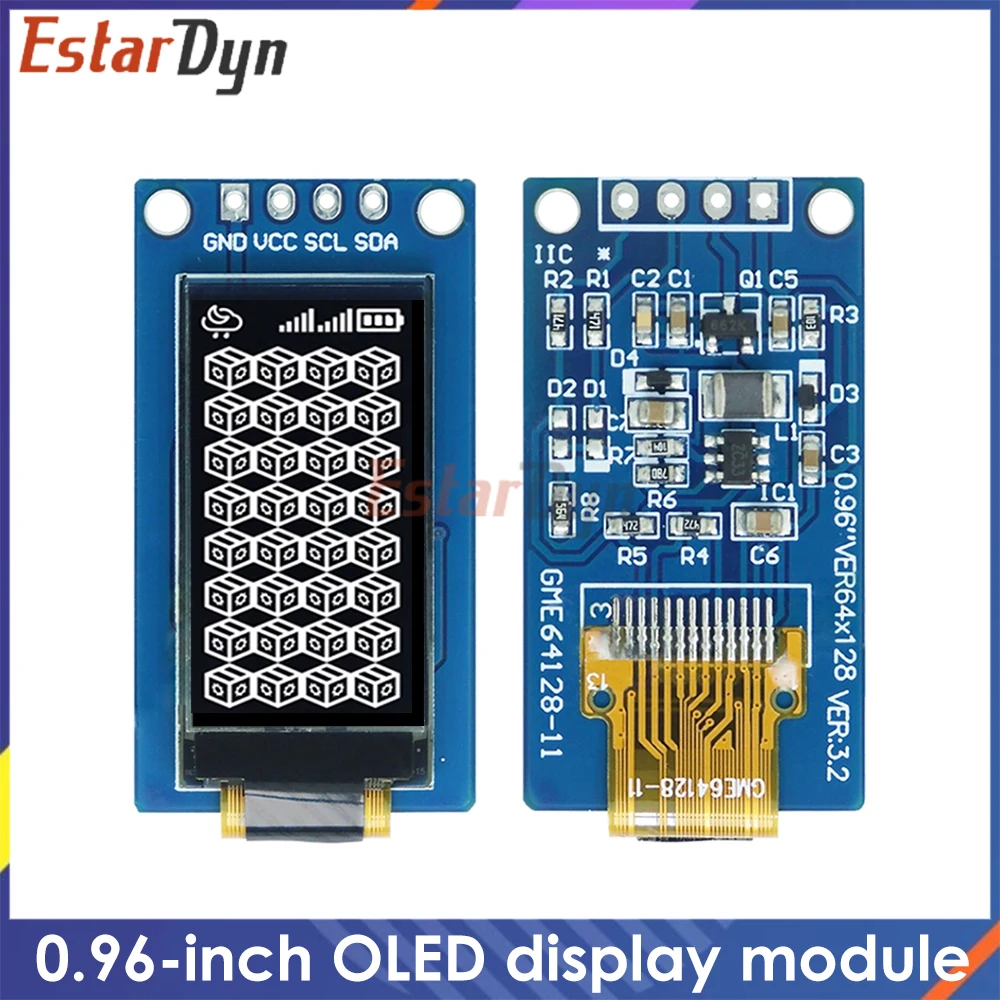 0.96 inch OLED Display 64x128 SSD1107 SPI I2C Vertical Screen White for Raspberry Pi ESP32