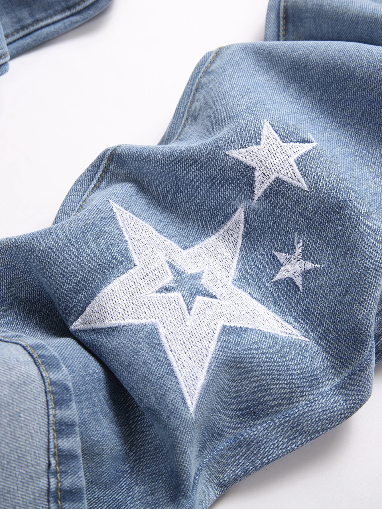 Y2K Men's Jeans - Distressed Rips & Embroidered Star Design