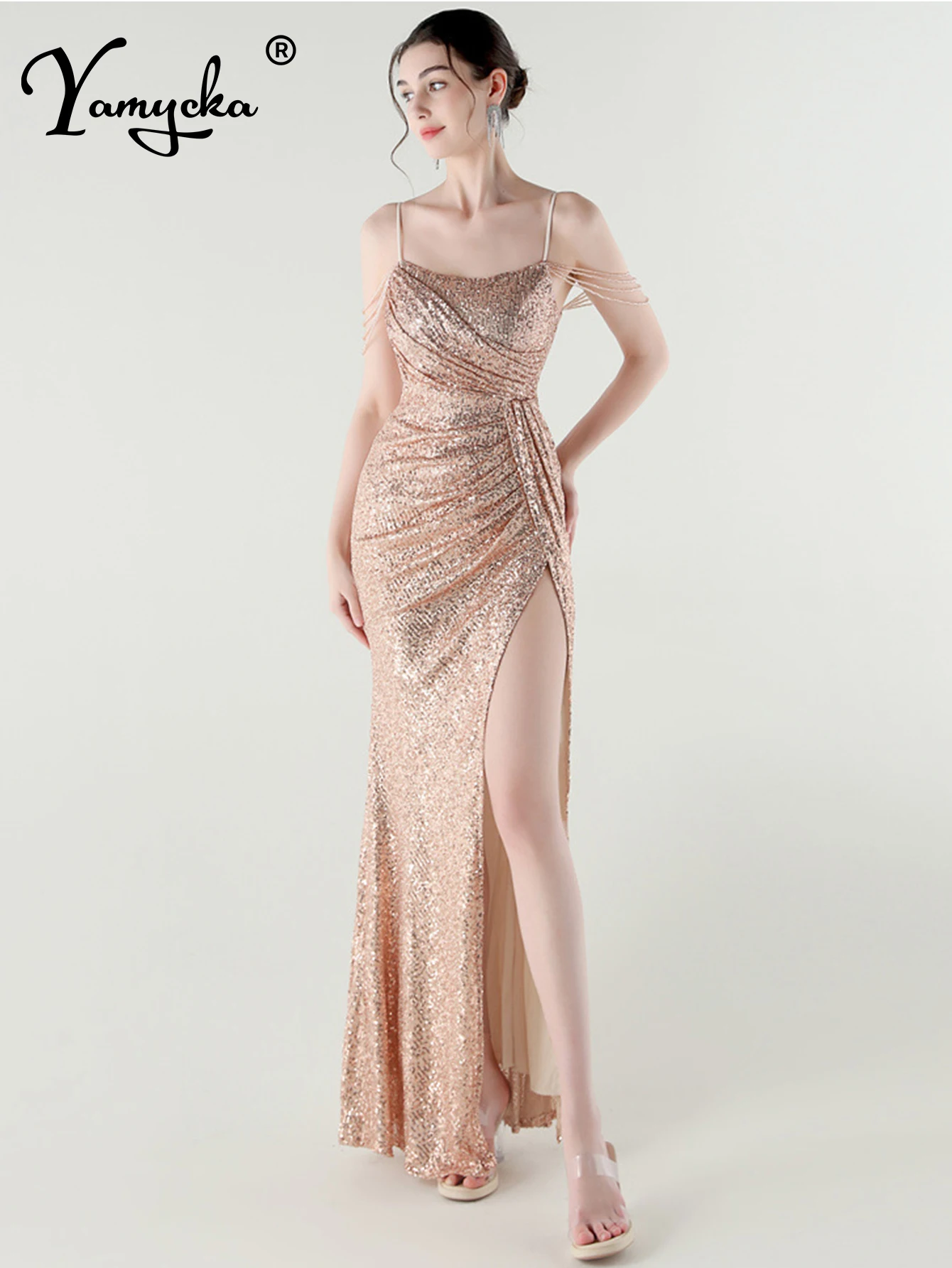 섹시한 백 레이스 슬립 화이트 스팽글 여름 드레스 여성 우아한 저녁 파티 드레스 여성 럭셔리 칵테일 댄스 파티 긴 드레스 vestido