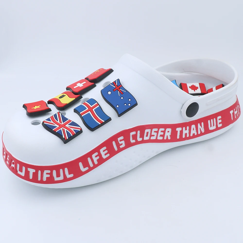 Shoe Charms 1 Set 13 Types Colorful National Flag Pvc Accessories Shoe Decorations Buckles Holiday Slipper Friend's Party Gift