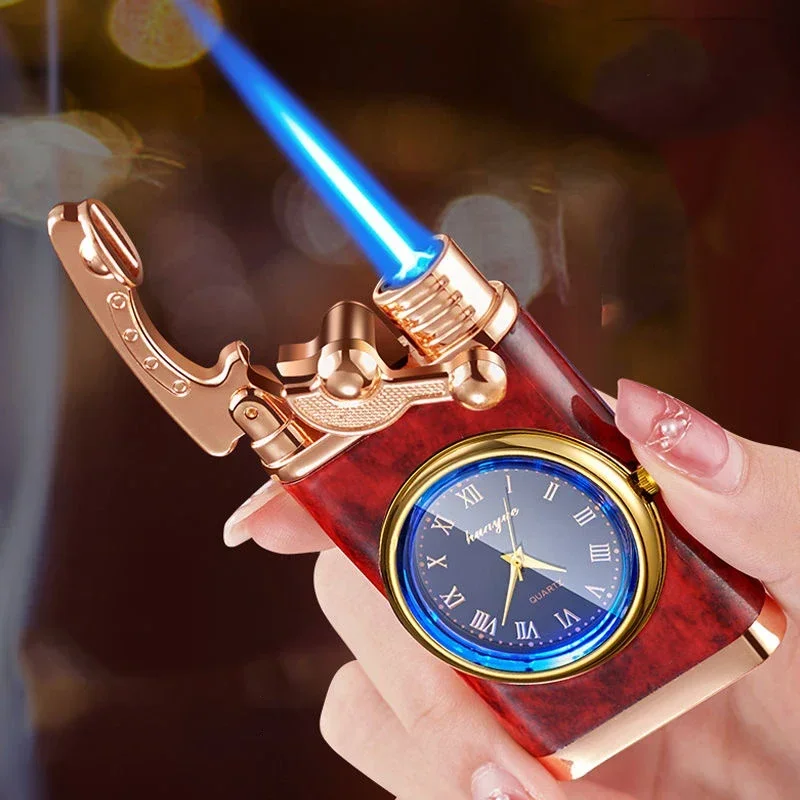 

Windproof Gas Lighter Wrist Watch Cigar Lighter Outdoors Jet Double Fire Tube Lighters Gadgets for Men Cigarette Accessories