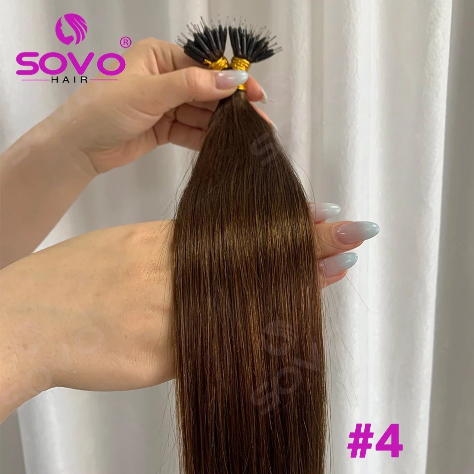 100 strengen nanoringen microlinks haarextensions van echt haar natuurlijk blond micro bead loop pre-bonded remy europees steil haar
