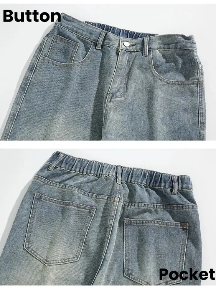 Jean Américain en Denim Blanc Délavé pour Homme et Femme, Beau, Jambes Larges, Couleur Dégradée, Doux