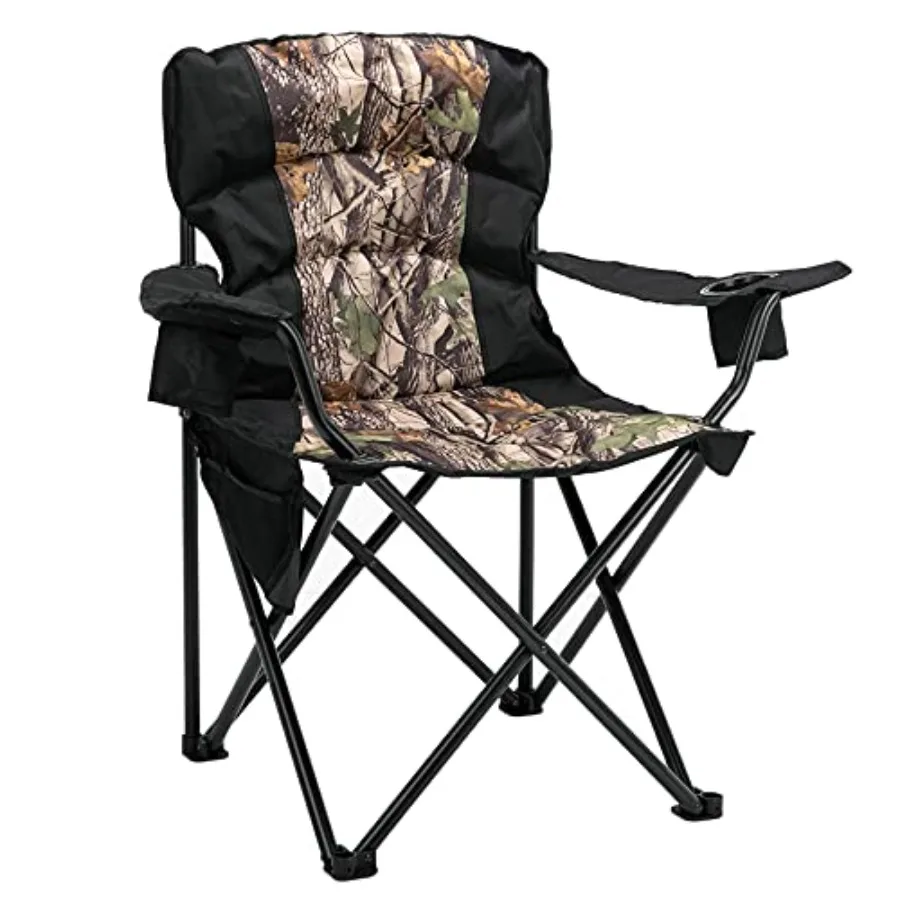 

Oversized Camping Chair for Outdoor Use, Heavy Duty Oxford Fabric in Camo, Padded Thick Seat with Armrests, 400 lbs Capacity, I