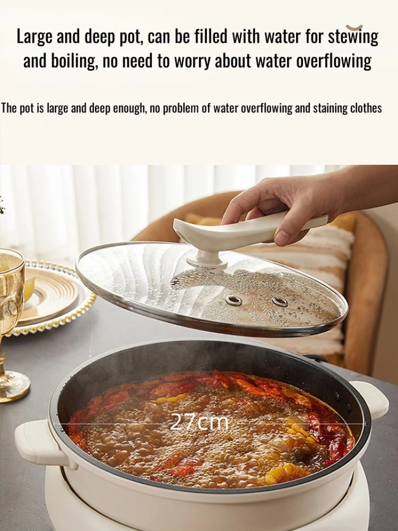 4L Electric Hot Pot Electric MultiCooker Large Capacity Upgraded Anti-scalding Handle Removable Washable Electric Hot Pot