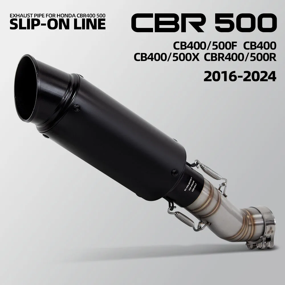 

For Honda CBR500R CB500F CB500X CBR400R CB400F CB400X 2016-2024 Motorcycle Exhaust Slip on Line Middle Link Pipe Project Muffler