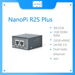 NanoPi R2S Plus Mini Development Board RK3328 Dual Gigabit Ethernet Ports 32GBeMMC Supports M.2WiF