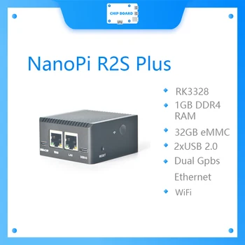 NanoPi R2S Plus Mini Geliştirme Kartı RK3328 Çift Gigabit Ethernet Bağlantı Noktaları 32GBeMMC M.2WiF'yi Destekler