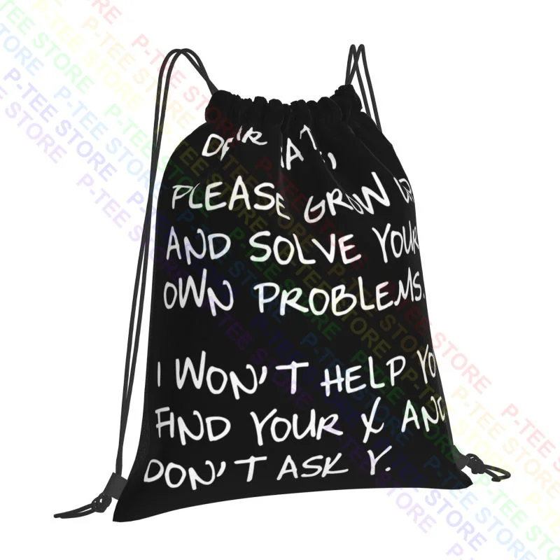 Dear Math Solve Your Own Problems Math Comic Joke College Drawstring Bags Gym Bag Training Lightweight