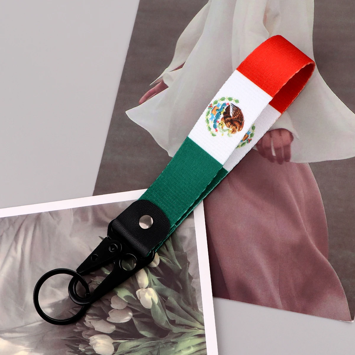 Mexican Flag Key Tag Eagle Buckle Keychain Key Ring Holder Short Lanyard Key Strap Car Motorcycle Accessories Holidays Gifts