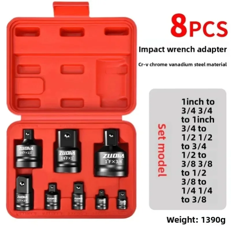 GIOIO 6-teiliges/8-teiliges Schlagschrauber-Adapter-Set aus CR-V-Stahl, Hochleistungs-Vierkantantrieb-Reduzierer-Konverter-Kit, schwarz oxidbeschichtet, für pneumatische und elektrische