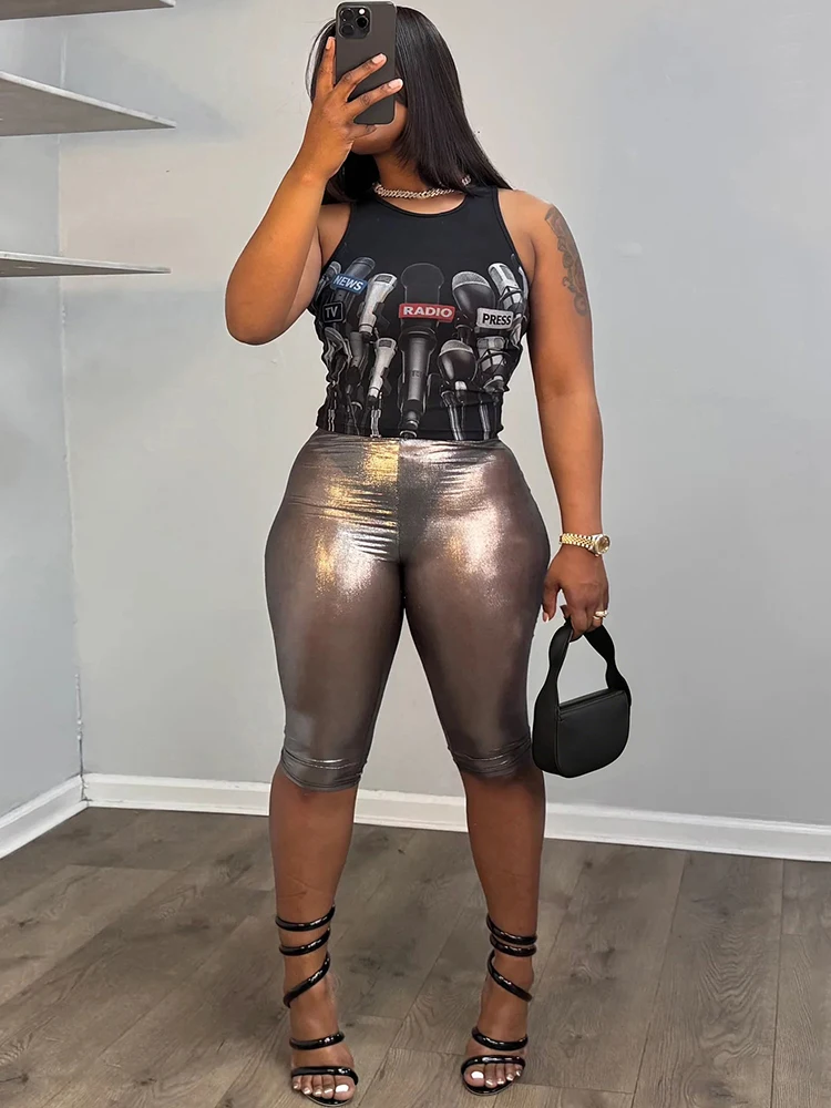 

Комплект из 2 предметов в стиле High Street от Weird Puss: женский топ с принтом Mic и круглым вырезом + облегающие шорты персикового цвета с отражающим дизайном, сексуальный модный костюм